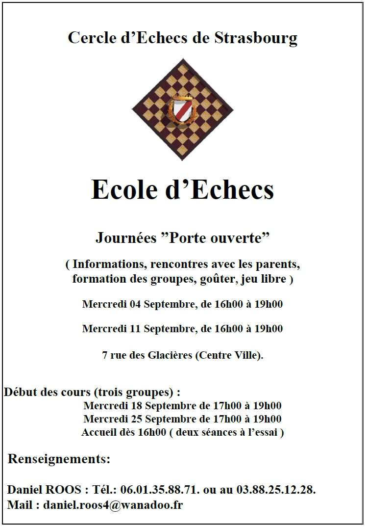 Rentrée Ecole dEchecs 2019 2020
