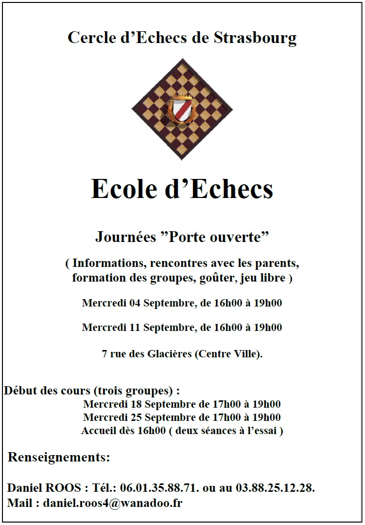 Rentrée Ecole dEchecs 2019 2020